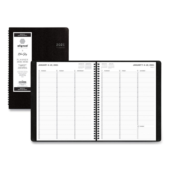 Aligned Weekly Appointment Planner, 11 x 8.25, Black, 2021