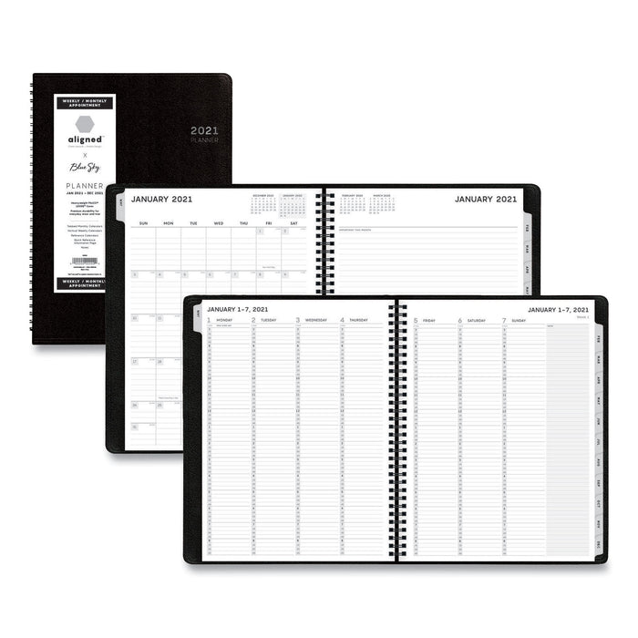 Aligned Weekly/Monthly Appointment Planner, 11 x 8.25, Black, 2021