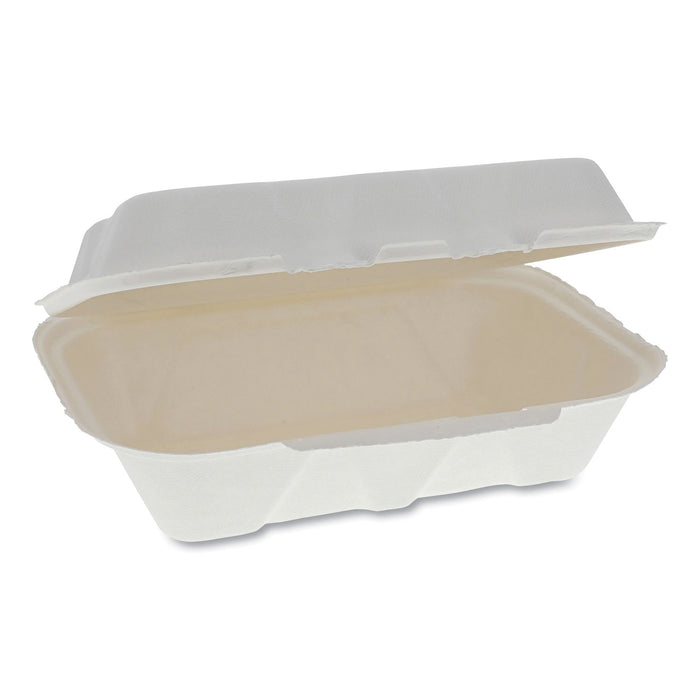 EarthChoice Bagasse Hinged Lid Container, 9.1 x 6.1 x 3.3, 1-Compartment, Natural, 150/Carton