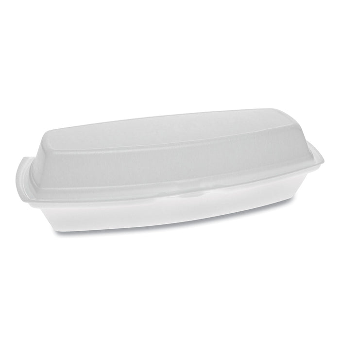 Foam Hinged Lid Containers, Single Tab Lock Hot Dog, 7.25 x 3 x 2, 1-Compartment, White, 504/Carton
