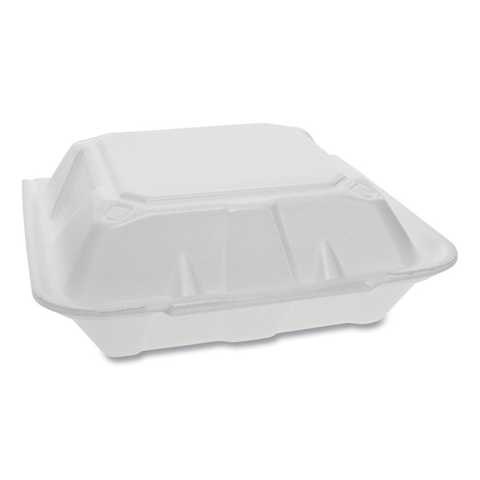 Foam Hinged Lid Containers, Dual Tab Lock, 9.13 x 9 x 3.25, 1-Compartment, White, 150/Carton
