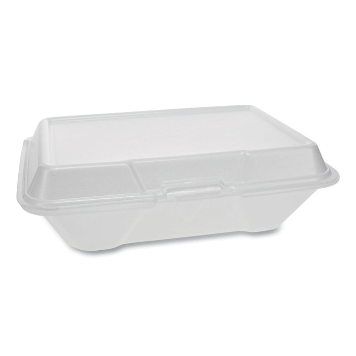 Foam Hinged Lid Containers, Single Tab Lock #205 Utility, 9.19 x 6.5 x 2.75, 1-Compartment, White, 150/Carton