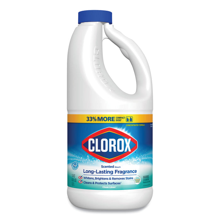 Bleach with CloroMax Technology, Clean Linen Scent, 43 oz Bottle, 6/Carton