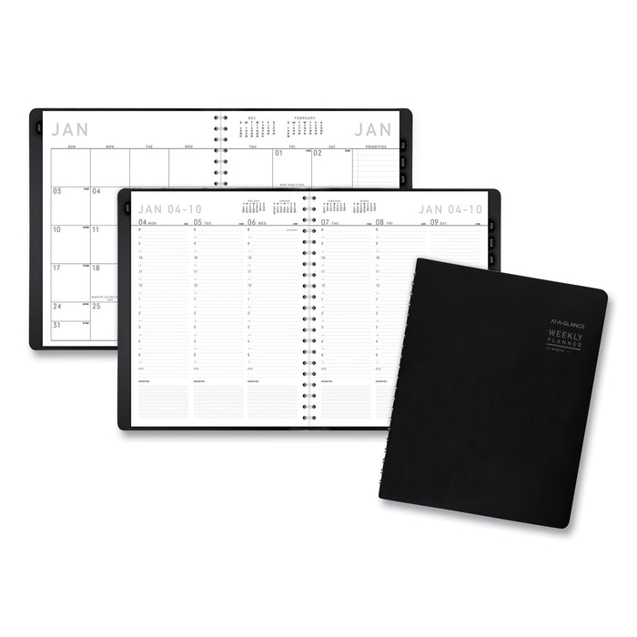 Contemporary Weekly/Monthly Planner, Column, 11 x 8.25, Black Cover, 2021