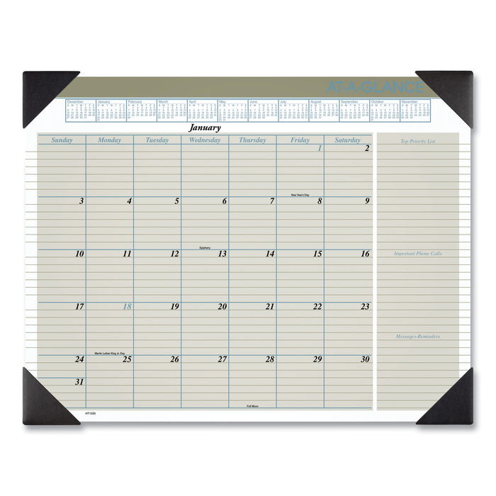 Executive Monthly Desk Pad Calendar, 22 x 17, Buff, 2021