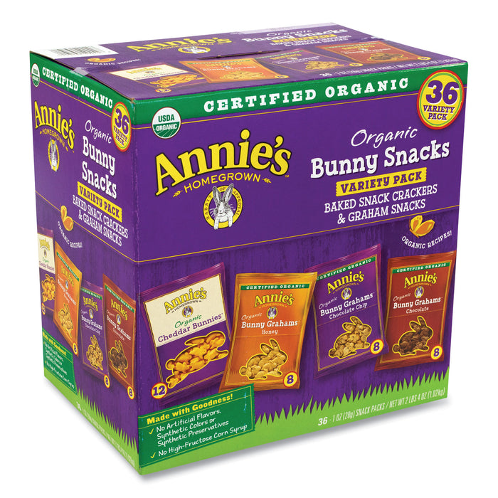 Organic Bunny Snacks Variety Pack, Assorted Flavors, 38 - 1 oz Packs/Carton, Free Delivery in 1-4 Business Days