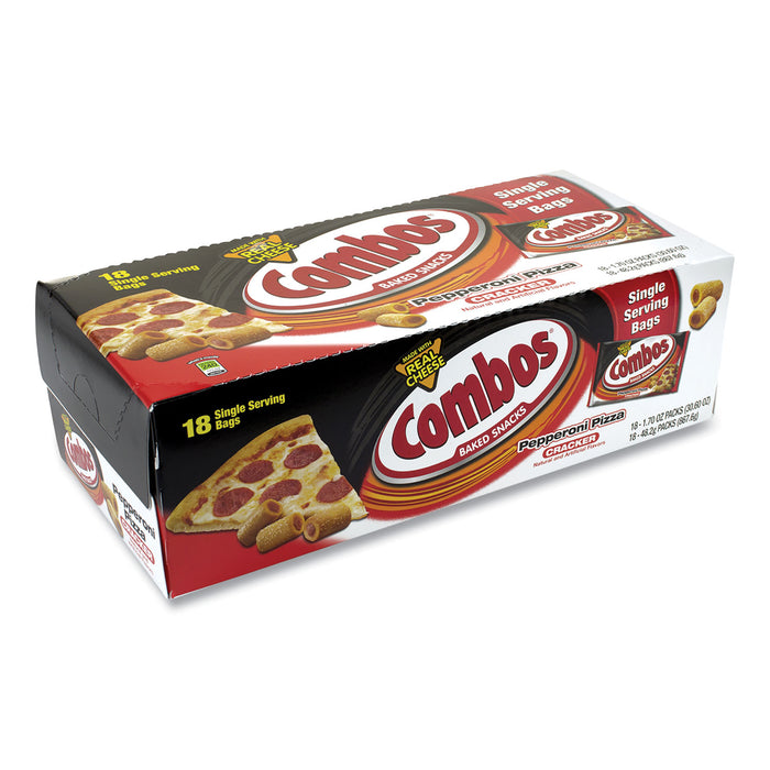 Combos Baked Snacks, Pepperoni Pizza Cracker, 1.7 oz Bag, 18/Carton, Free Delivery in 1-4 Business Days