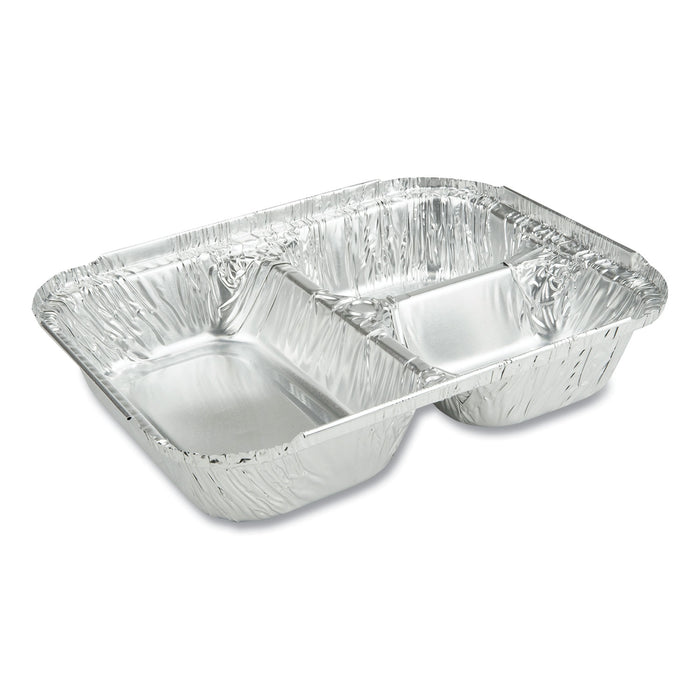 3-Compartment Oblong Aluminum Foil Container, 23 oz, 6.56 x 8.69 x 1.81, 500/Carton
