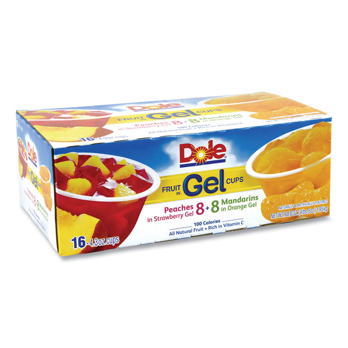 Fruit in Gel Cups, Mandarins/Orange, Peaches/Strawberry, 4.3 oz Cups, 16 Cups/Carton, Free Delivery in 1-4 Business Days