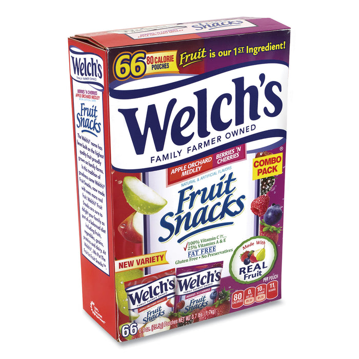 Fruit Snacks, Berries 'N Cherries/Apple Orchard Medley, 0.9 oz Pouch, 66 Pouches/Box, Free Delivery in 1-4 Business Days