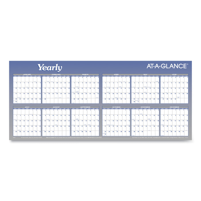 Large Horizontal Erasable Wall Planner, 60 x 26, White/Blue, 2021