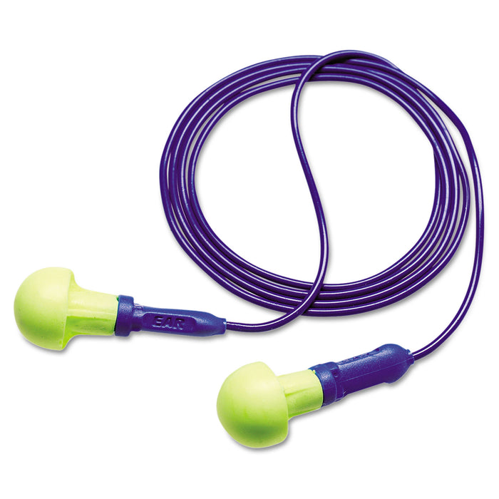 E·A·R Push-Ins Earplugs, Corded, 28NRR, Yellow/Blue, 100 Pairs