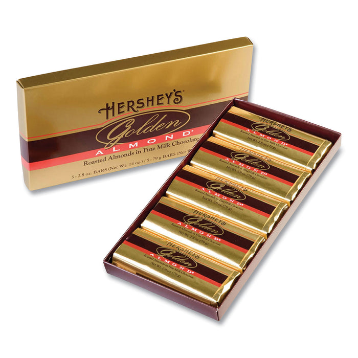 GOLDEN ALMOND Chocolate Bar Gift Box, 2.8 oz Bar, 5 Bars/Box, Free Delivery in 1-4 Business Days