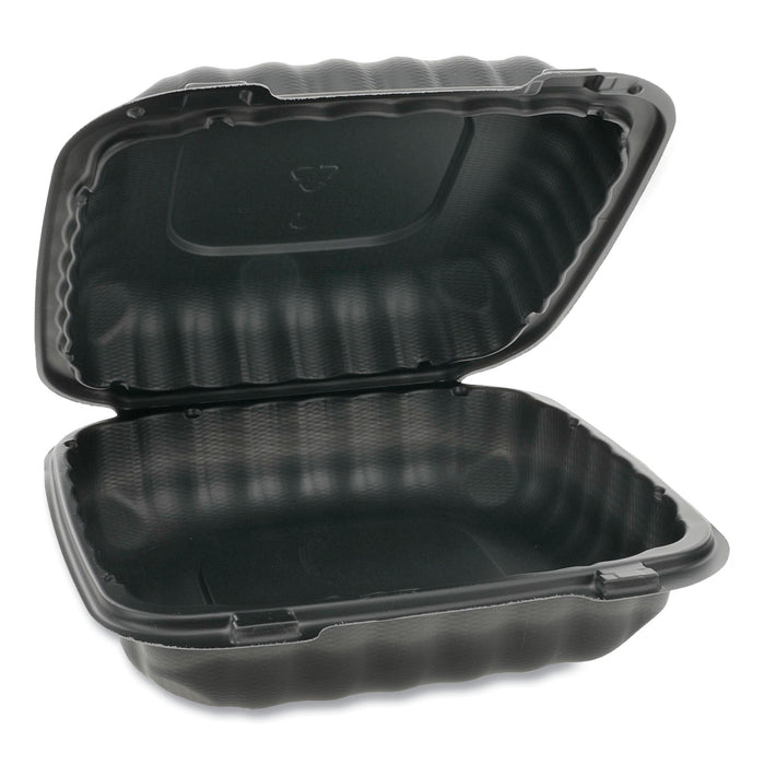 EarthChoice SmartLock Microwavable Hinged Lid Containers, 8.31 x 8.35 x 3.1, Black, 200/Carton