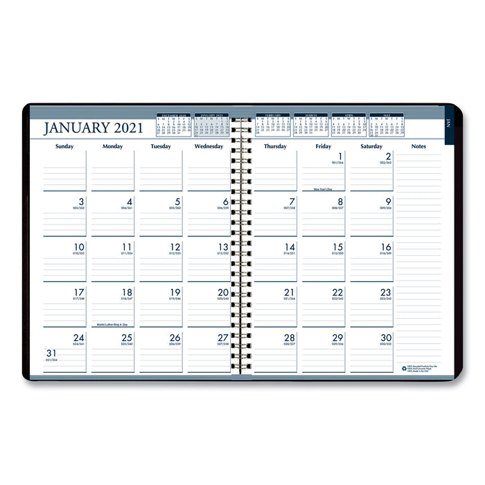 100% Recycled Monthly Weekly 7 Day Planner, 8.75 x 6.88, Black, 2021