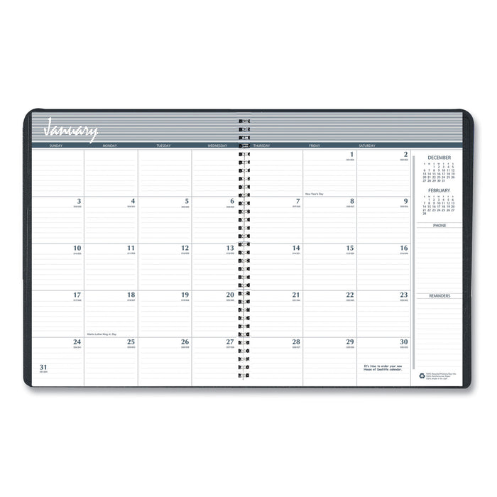 100% Recycled Monthly 5-Year/62 Months Planner, 11 x 8.5, Black, 2021-2025