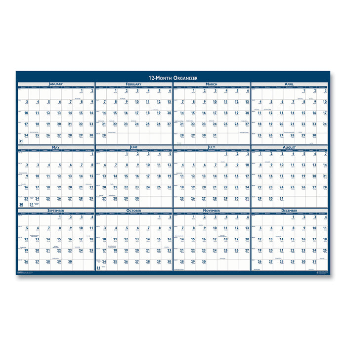 100% Recycled Yearly Reversible Wall Calendar Non-Laminated, 24 x 37, 2021
