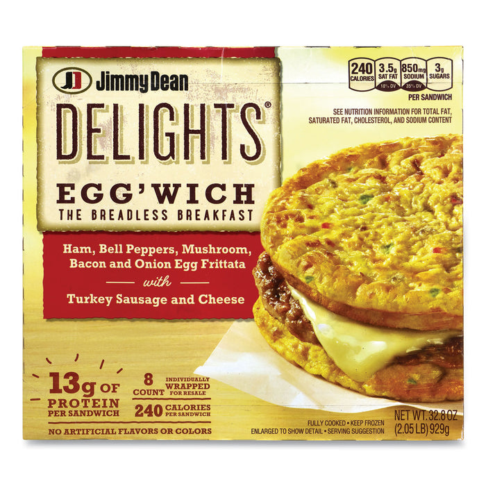 Delights Egg'wich The Breadless Breakfast Frittatas, 32.8 oz Box, 8/Box, Free Delivery in 1-4 Business Days