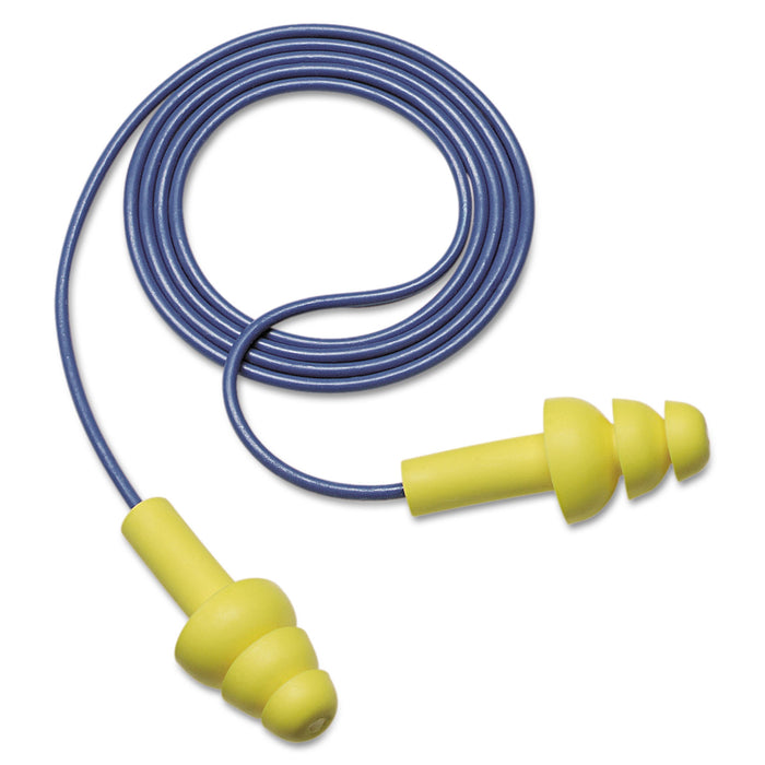 E·A·R UltraFit Earplugs, Corded, Premolded, Yellow, 100 Pairs