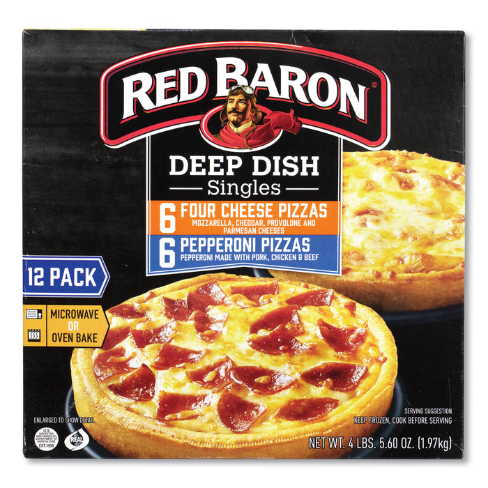 Deep Dish Pizza Singles Variety Pack, Four Cheese/Pepperoni, 5.5 oz Pack, 12 Packs/Box, Free Delivery in 1-4 Business Days