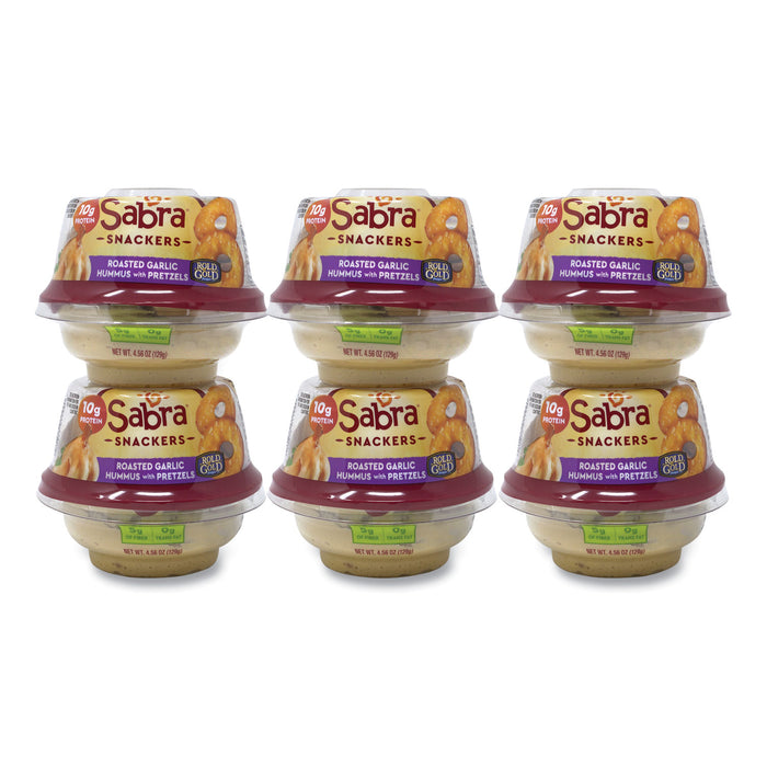 Classic Hummus with Pretzel, 4.56 oz Cup, 6 Cups/Pack, Free Delivery in 1-4 Business Days