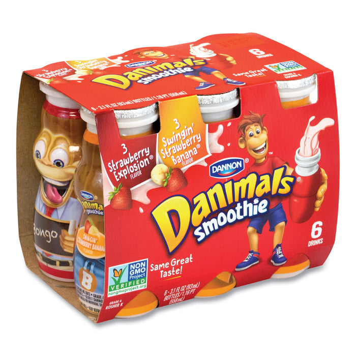 Danimals Smoothies, Assorted Flavors, 3.1 oz Bottle, 6/Box, 6 Boxes/Carton, Free Delivery in 1-4 Business Days