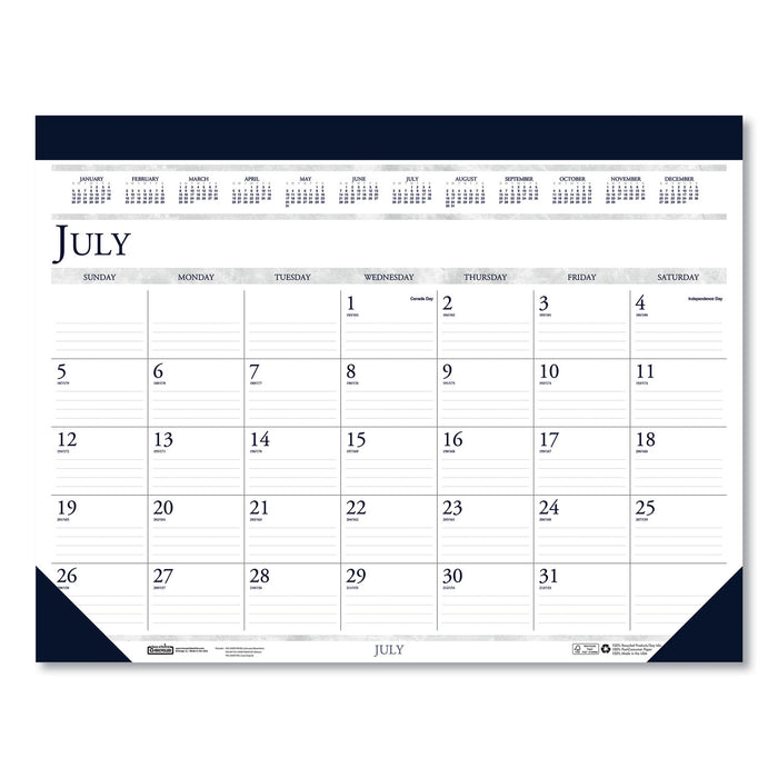 100% Recycled Academic Desk Pad Calendar, 18.5 x 13, 2020-2021