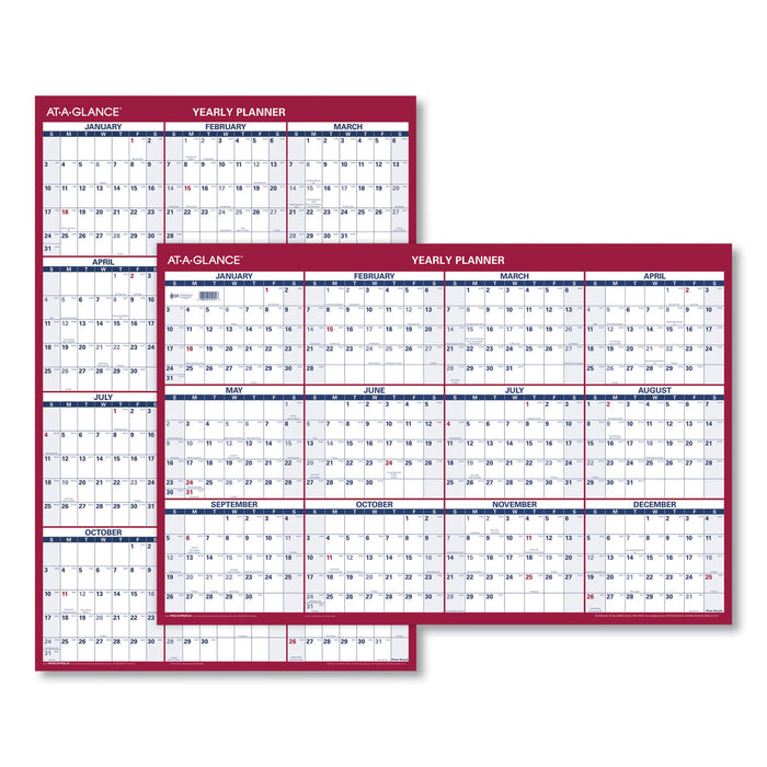 Erasable Vertical/Horizontal Wall Planner, 32 x 48, Blue/Red, 2021
