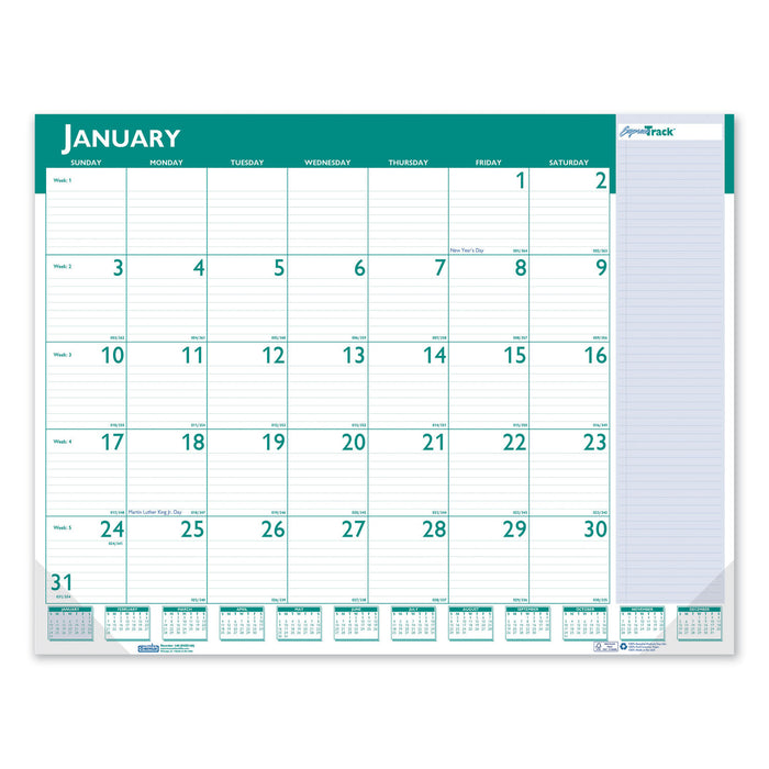 Express Track Monthly Desk Pad Calendar, 22 x 17, 2021-2022