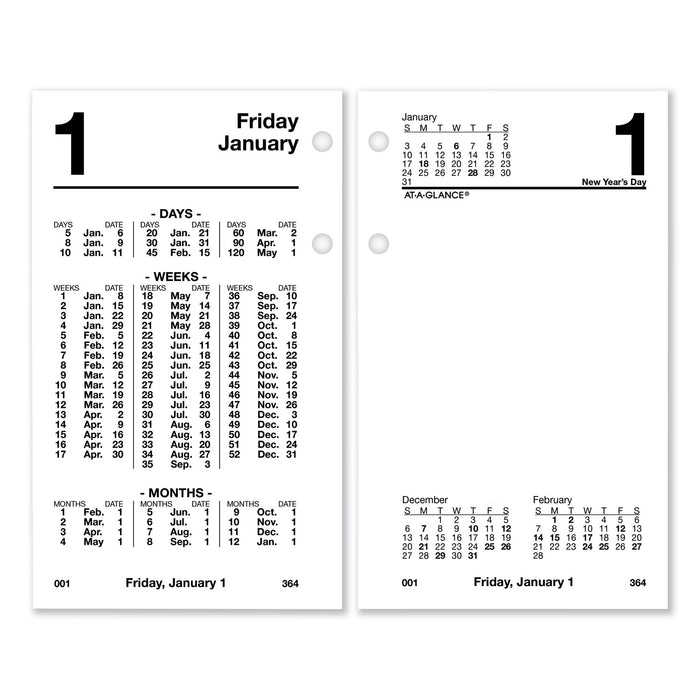 Financial Desk Calendar Refill, 3.5 x 6, White, 2021