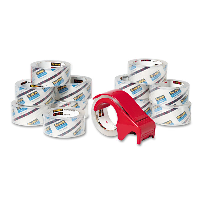 3850 Heavy-Duty Packaging Tape with DP300 Dispenser, 3" Core, 1.88" x 54.6 yds, Clear, 12/Pack