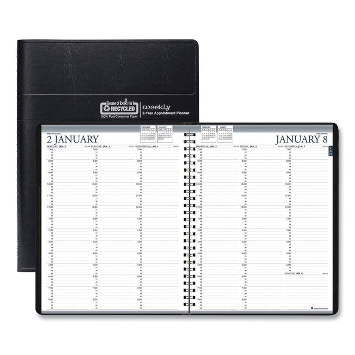 Recycled Two-Year Professional Weekly Planner, 11 x 8.5, Black, 2021-2022