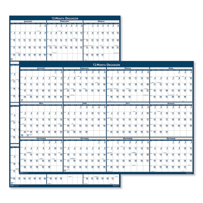 Recycled Laminated Write-On/Wipe-Off Jumbo Yearly Wall Calendar, 66 x 33, 2021