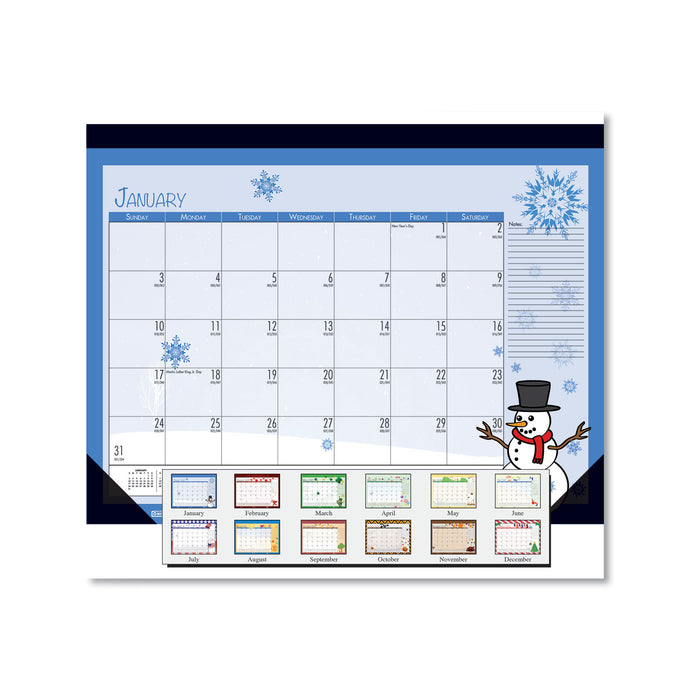Earthscapes Seasonal Desk Pad Calendar, 22 x 17, Illustrated Holiday, 2021