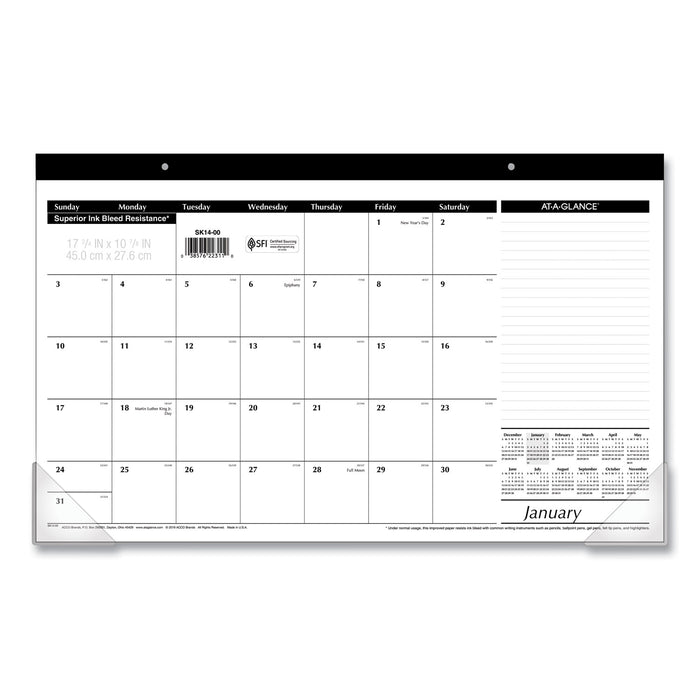 Compact Desk Pad, 17.75 x 10.88, White, 2021