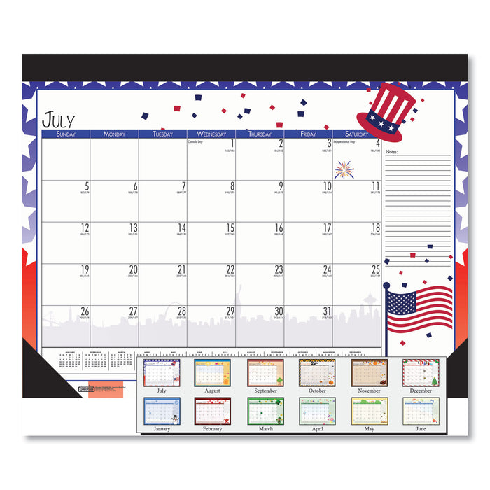 100% Recycled Seasonal Academic Desk Pad Calendar, 22 x 17, 2020-2021