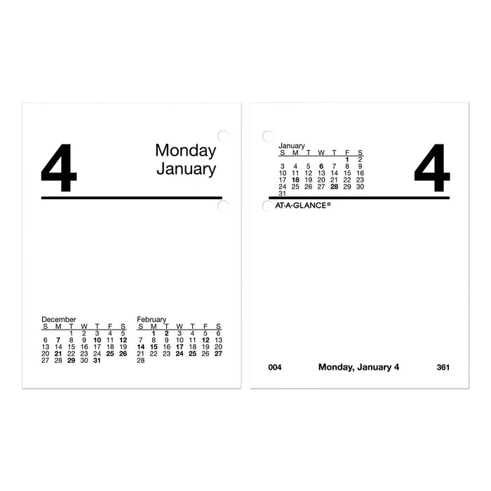 Compact Desk Calendar Refill, 3 x 3.75, White, 2021