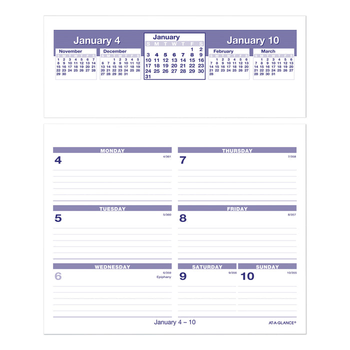 Flip-A-Week Desk Calendar Refill, 7 x 6, White, 2021