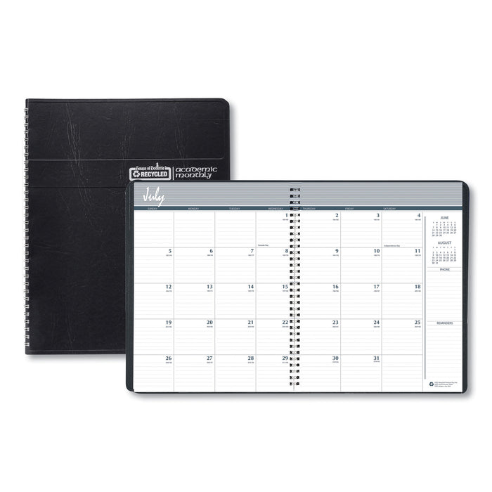Academic Ruled Monthly Planner, 14-Month July-August, 11 x 8.5, Black, 2020-2021