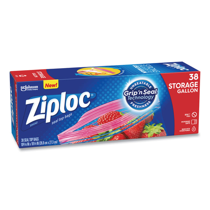 Double Zipper Storage Bags, 1 gal, 1.75 mil, 10.56" x 10.75", Clear, 342/Carton