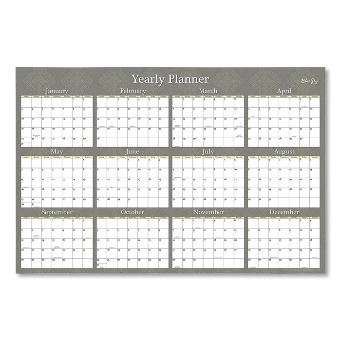 Adrianna Laminated Calendar, 36 x 24, Taupe, 2021