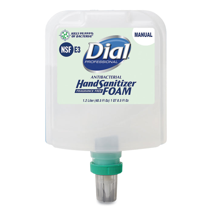 Dial 1700 Manual Refill Antibacterial Foam Hand Sanitizer, Fragrance-Free, 1.2 L, 3/Carton