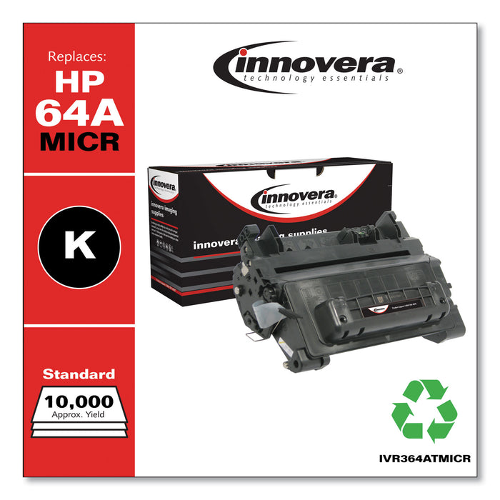 Remanufactured Black MICR Toner Cartridge, Replacement for HP 64AM (CC364AM), 10,000 Page-Yield