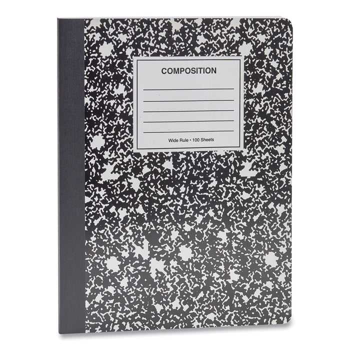 Composition Book, Wide/Legal Rule, Black Marble Cover, 9.75 x 7.5, 100 Sheets