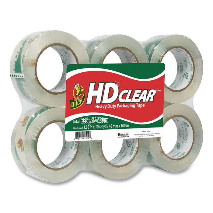 HD Clear Packing Tape, 3" Core, 1.88" x 55 yds, Clear, 6/Pack