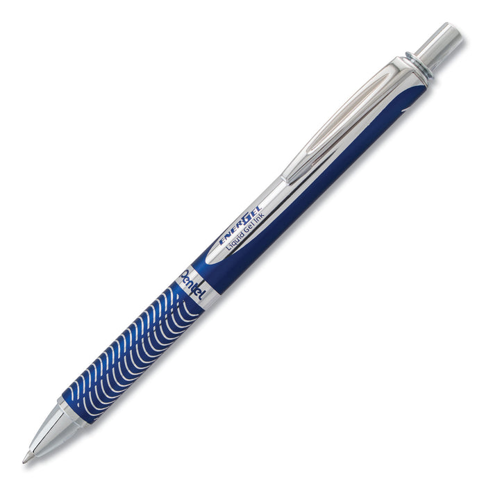 EnerGel Alloy RT Retractable Gel Pen, Medium 0.7mm, Black Ink, Blue Barrel