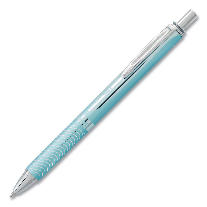 EnerGel Alloy RT Retractable Gel Pen, Medium 0.7mm, Black Ink, Aquamarine Barrel