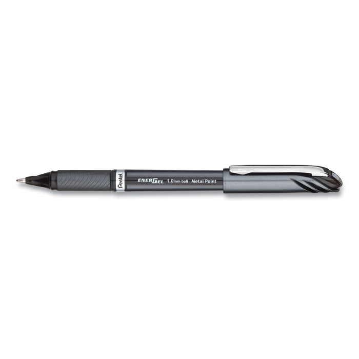 EnerGel NV Stick Gel Pen, 1 mm Metal Tip, Black Ink/Barrel, Dozen