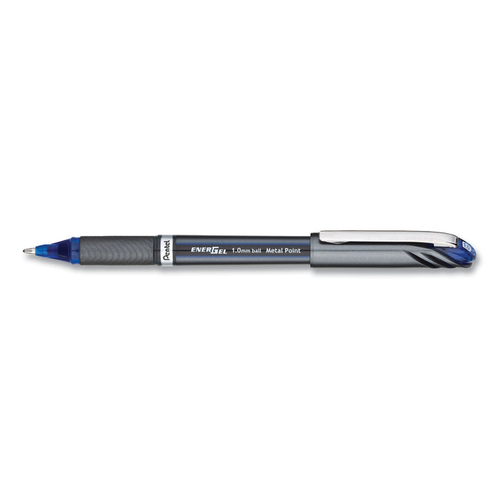 EnerGel NV Stick Gel Pen, 1 mm Metal Tip, Blue Ink/Barrel, Dozen
