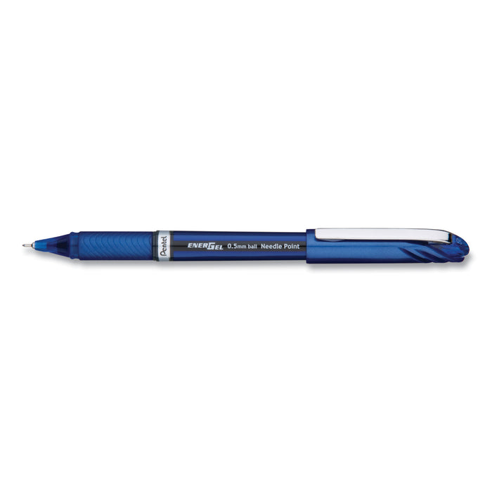 EnerGel NV Stick Gel Pen, 0.5 mm Needle Tip, Blue Ink/Barrel, Dozen